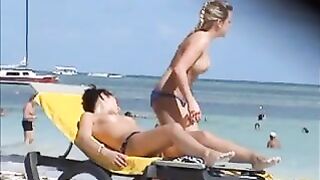Topless German beach girls exposed tanning at Punta Cana