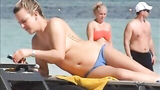 Topless German beach girls exposed tanning at Punta Cana