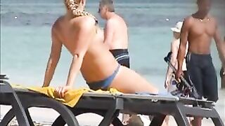Topless German beach girls exposed tanning at Punta Cana