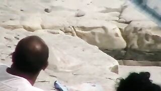 Rocky nudist beach is a magnet for mature wives one night fuck