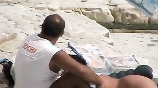 Rocky nudist beach is a magnet for mature wives one night fuck