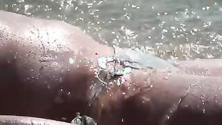 Beach girls tanning in the sun