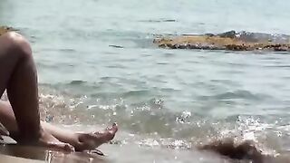 Beach girls tanning in the sun