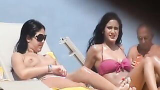 Incredible beach two girls latin topless punta cana