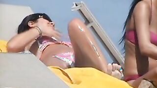 Incredible beach two girls latin topless punta cana