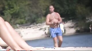 Blowjob at the nudist beach