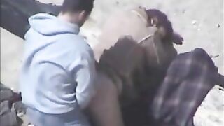 Couple having sex on the beach