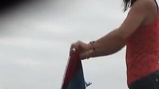 Brunette french topless incredible tunesia beach nude