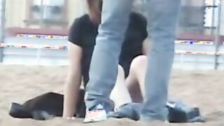 BEACH SPY exposing horny couple fucking on public beach