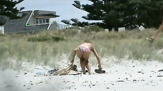 Naked girls caught tanning on voyeur beach