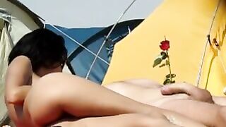 Nudist beach handjob tease