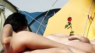 Nudist beach handjob tease