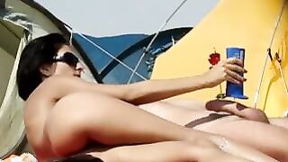 Nudist beach handjob tease