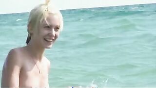 Candid nude nudist teenager butt on the public beach