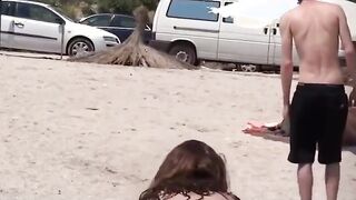 Nudist girl tanning shaved pussy