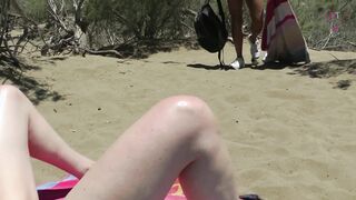 Public Beach Sex in Spain - Everyone can finger and fuck me on the beach