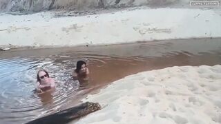 We were after a cock on the beach when we spotted a hot bald man who gives our vaginas a lot