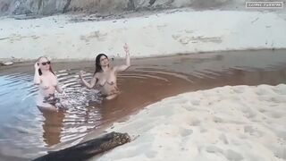 We were after a cock on the beach when we spotted a hot bald man who gives our vaginas a lot