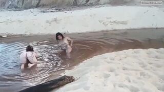 We were after a cock on the beach when we spotted a hot bald man who gives our vaginas a lot