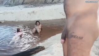 We were after a cock on the beach when we spotted a hot bald man who gives our vaginas a lot