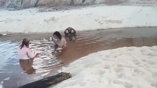 We were after a cock on the beach when we spotted a hot bald man who gives our vaginas a lot