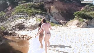 We were after a cock on the beach when we spotted a hot bald man who gives our vaginas a lot