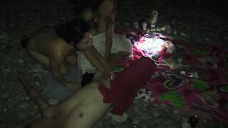 A real wife swap on a public beach with a random couple