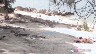 Voyeur and nudist session with Alba and a stranger