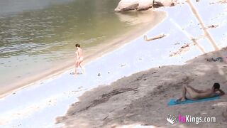 Voyeur and nudist session with Alba and a stranger