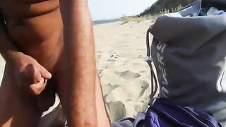 Two cocks cum on wife on the beach