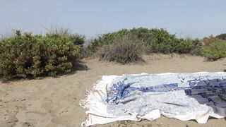 French brunette milf masturbating and squirting sex on the beach!