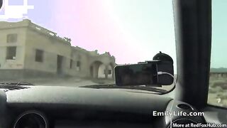 Big ass blonde is having sex on the beach, with many horny guys at the same time