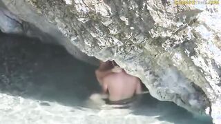 beach voyeur couple fucking in a cave