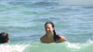 Beach Voyeur huge breasts bath
