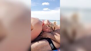 Beach blowjob