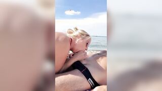 Beach blowjob