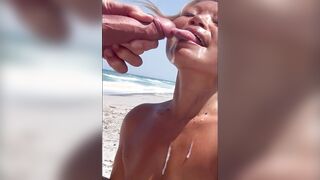 Asian milf beach facial
