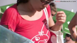 Shiny and slender teen enjoying beach vibes