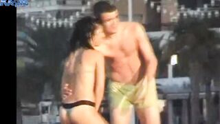 Candid Heavy Groping Hardon on Beach in Public