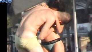 Candid Heavy Groping Hardon on Beach in Public