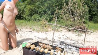 Tattooed Blonde Cooks Naked in BDSM Solo Webcam Sh