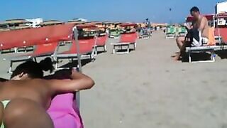 Wonderful thong ass on the beach
