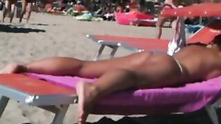 Wonderful thong ass on the beach