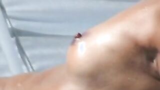 Brunette french topless incredible beach paris nude lake