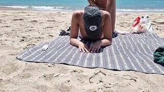 young girl gets fucked on the beach by a stranger fucking from behind