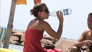 Incredible french girl topless beach tunesia